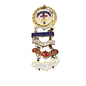 Vintage Little System C&MA Cross & Crown Religious Enamel‎ 6 Years Service Pin